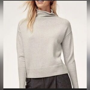 Wilfred Aritzia Kerez Elegant Gray turtleneck merino wool pull over Sweater soft